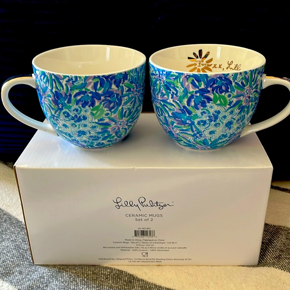 2 New boxed sets of 2 Lily Pulitzer Cups
